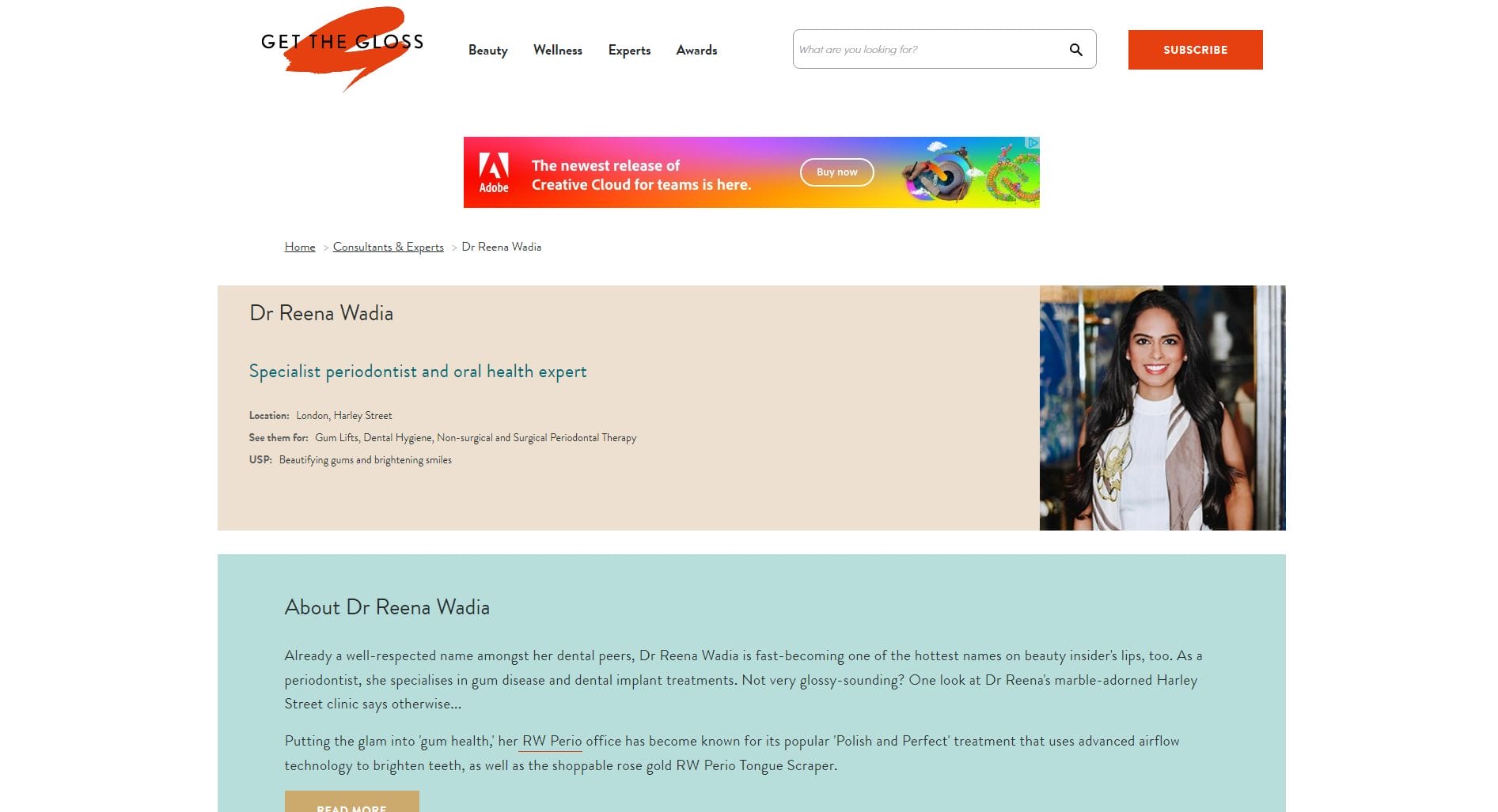 reena wadia, get the gloss, periodontist london